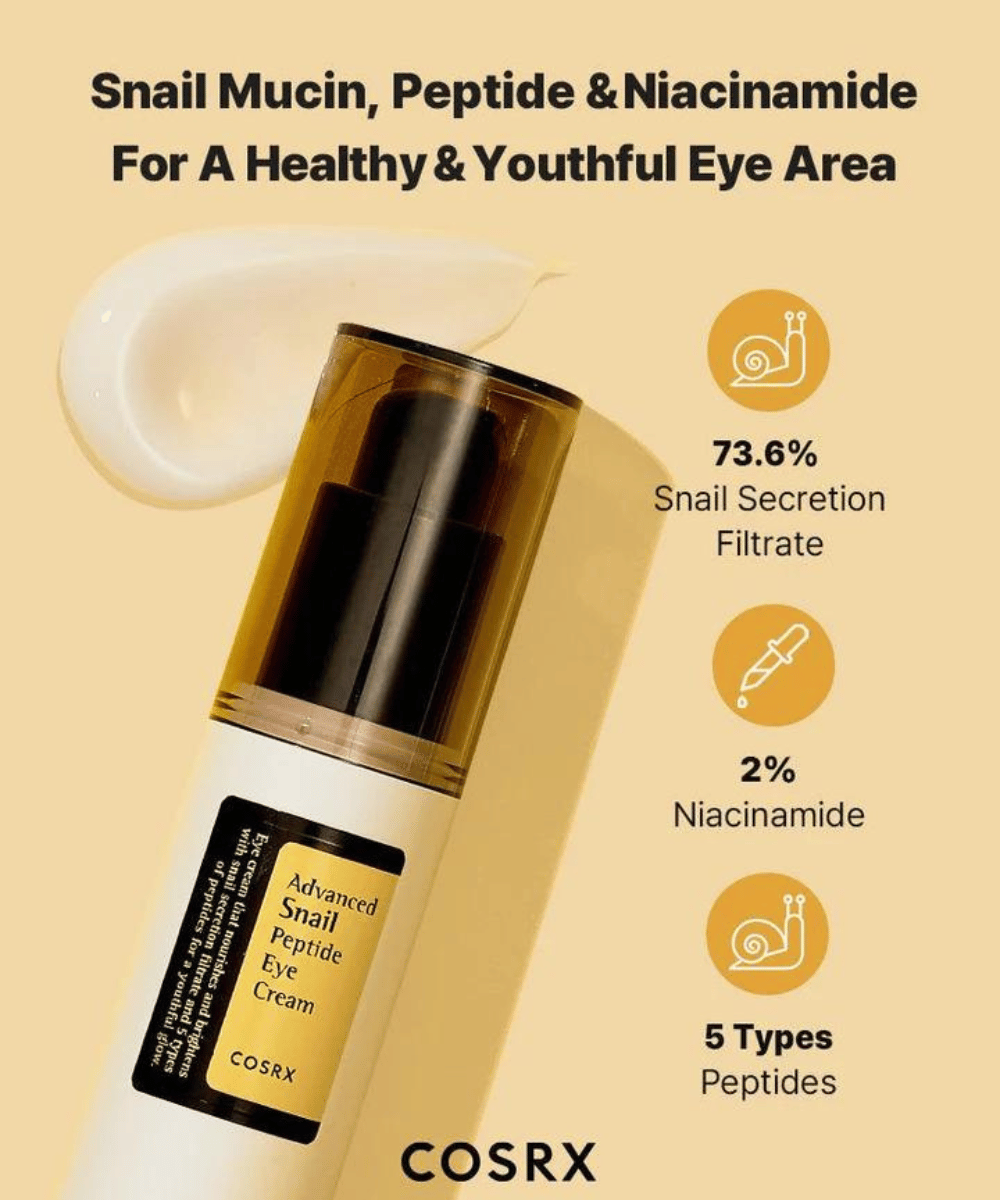 Transform Under Eye Area with COSRX Advanced Snail Peptide Eye Cream:  Goodbye to Dark Circles and Fine Lines!